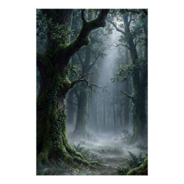 Póster Enchanted Forest | Misty Woodland Fantasy Poster