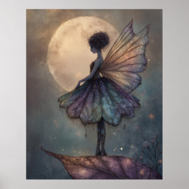 Poster Enchanted Moonlight Fairy Watercolor Fantasy Art