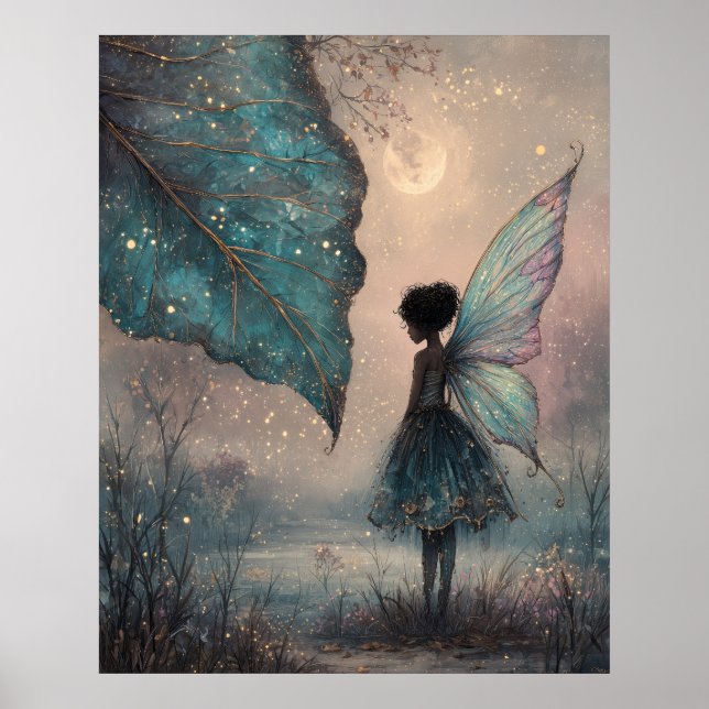 Poster Enchanted Moonlit Leaf Fairy Fantasy Art (Frente)