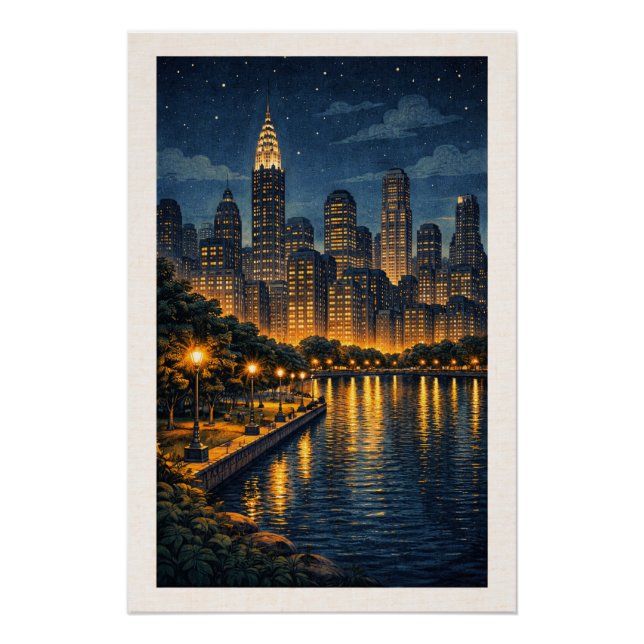 Póster Enchanting Metropolis Skyline Night Cityscape  (Frente)