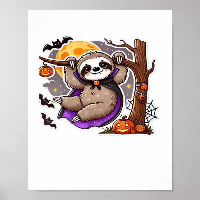 Poster Encher as emoções do Halloween Sloth Sobredimensio (Frente)