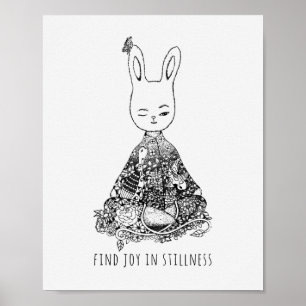 Poster Encontre alegria na meditação de coelho coelho da 