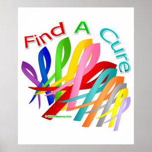Poster Encontre fitas coloridas de um cancer da cura