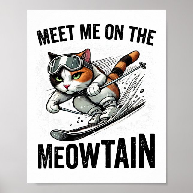 Poster Encontre-Me No Meowtain Funny Cat Espiando Um Mo (Frente)