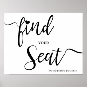 Poster Encontre Seu Assento Sinal de Casamento Cartaz