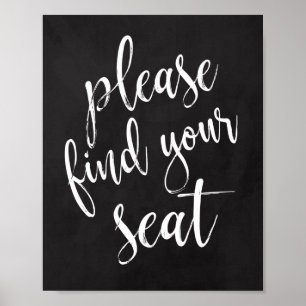 Póster Encontre Seu Assento Sinal de Casamento em Quadro