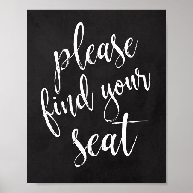 Póster Encontre Seu Assento Sinal de Casamento em Quadro  (Frente)