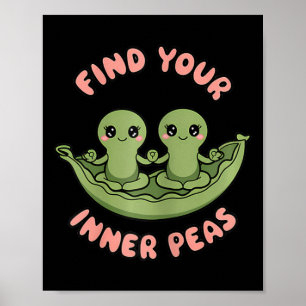 Poster Encontre Seu Design de Yoga Kawaii Zen Pods Ervilh