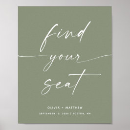 Poster Encontre Seu Lugar | Sinal de Casamento Verde Sage