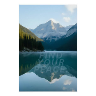 Póster Encontre Sua Paz — Poster Minimalista de Montanha