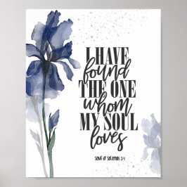 Poster Encontrei a One Bíblia Verse Blue Floral