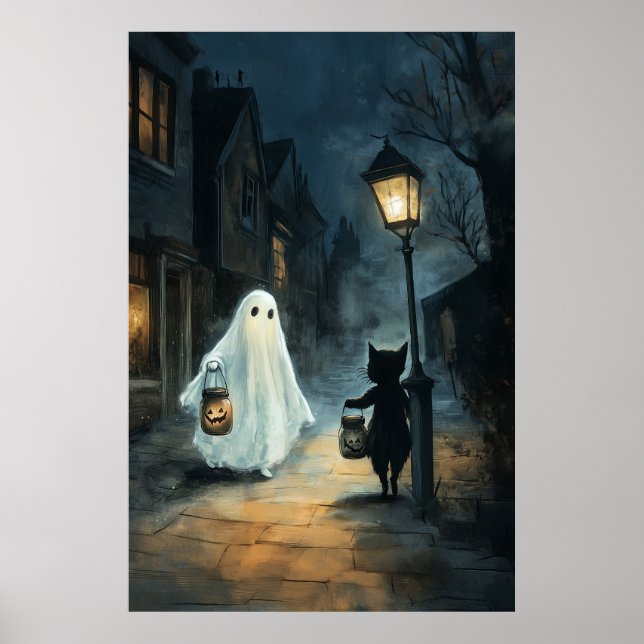 Poster Encontro de Ghost e Gato do Halloween (Frente)