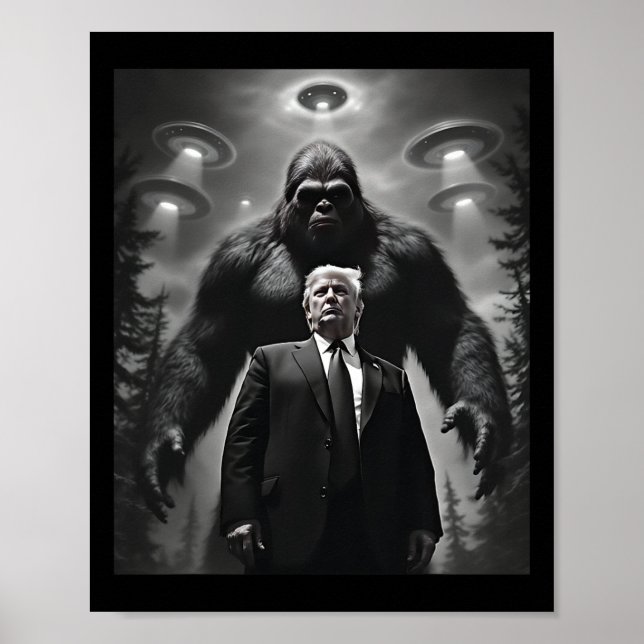 Poster Encontro de Trump com Bigfoot Ufo Alienígena Extra (Frente)
