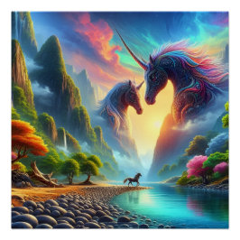 Póster Encontro Majestoso em um Vale Colorido - Elegante