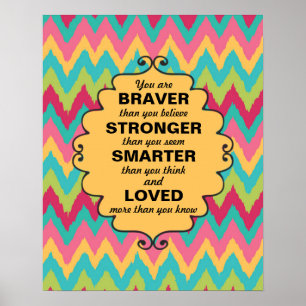 Poster Encorajamento Chevron Rosa Amarelo Verde Turquesa
