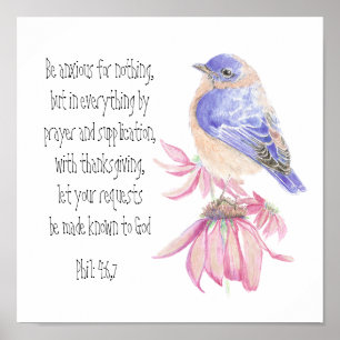 Poster Encorajamento, Escritura e Cheerful Bluebird,