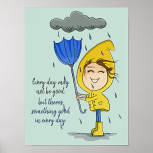 Poster Encorajamento Gráfico de Garota Bonita Rainy Windy