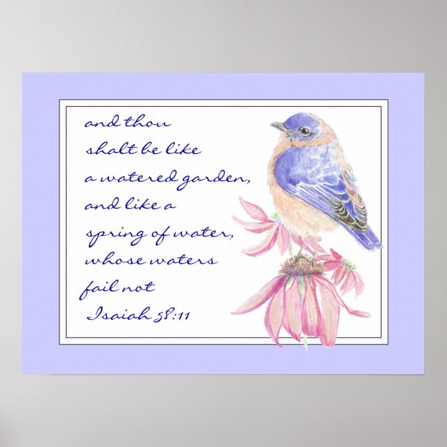 Poster Encorajar Escritura de Promessa Isaiah Bluebird Ga (Frente)