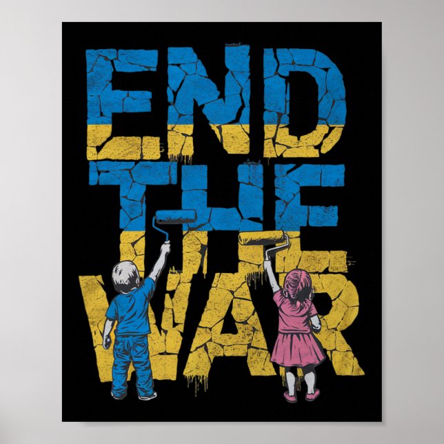 Poster End The War Graffiti Children Support Zelensky Ukr (Frente)