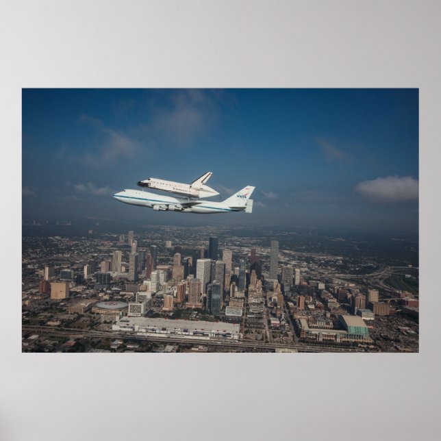 Póster Endeavor de Shuttle Espacial em Houston Texas (Frente)