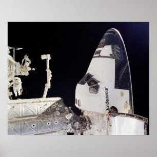 Poster Endeavor de Shuttle Espacial encaixado com ISS