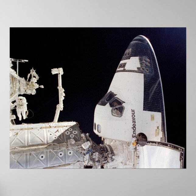Poster Endeavor de Shuttle Espacial encaixado com ISS (Frente)