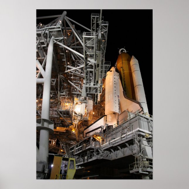Póster Endeavor de Shuttle Espacial no bloco de lançament (Frente)