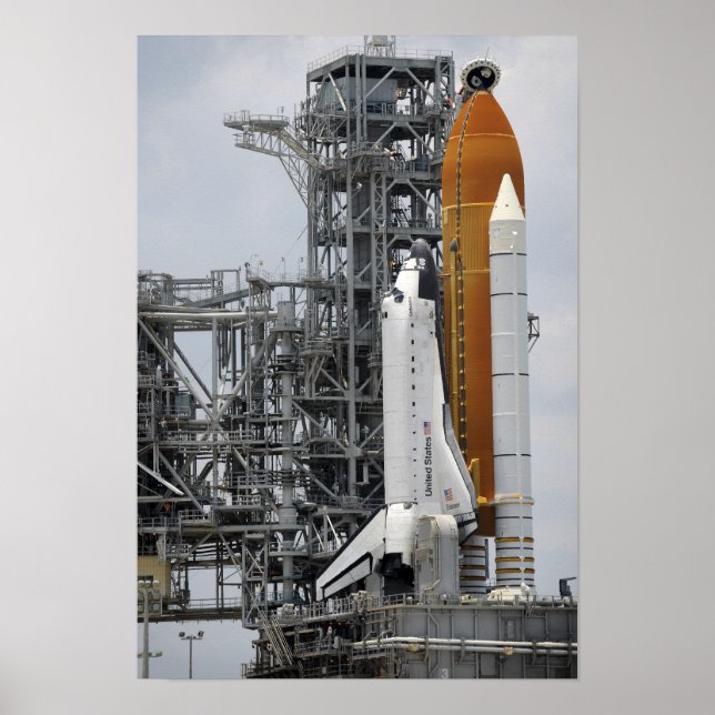 Póster Endeavor de Shuttle Espacial no bloco de lançament (Frente)