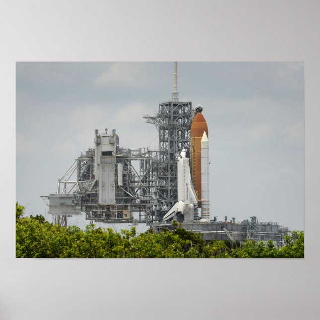 Póster Endeavor de Shuttle Espacial no bloco de lançament (Frente)