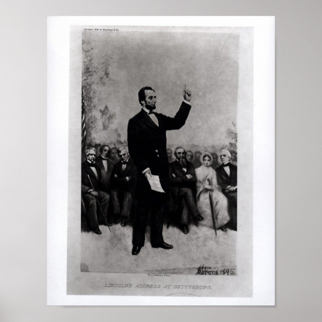 Poster Endereço de Lincoln em Gettysburg, 1895 (Frente)