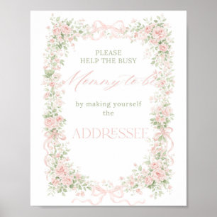 Poster Endereço do Chá de Bebê Menina Bebê em Flor com La