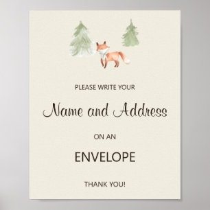 Poster Endereço e envelope do Chá de fraldas Woodland F