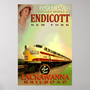 Poster ENDICOTT Nova York Erie Lackawanna Railroad PHOEBE