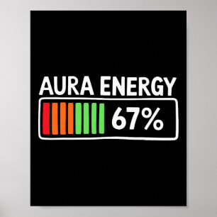 Poster Energia Aura 67 Porcento Medidor de Bateria Humor