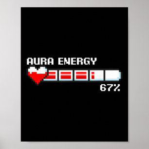 Poster Energia Aura 67 Porcento Meme Gamer Jogo de Vídeo