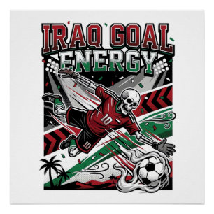 Póster Energia do Gol do Iraque Esqueleto Striker Nações