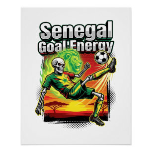 Póster Energia do Gol do Senegal Esqueleto Atacante Naçõe