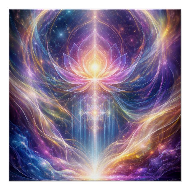 Póster Energia do Lótus Celestial – Espiritualidade Abstr (Frente)