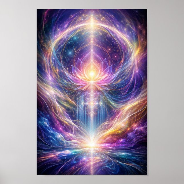 Poster Energia do Lótus Celestial – Espiritualidade Abstr (Frente)