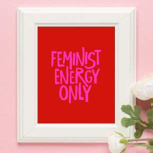 Poster Energia Feminista Somente Tipografia Vermelha e Ro