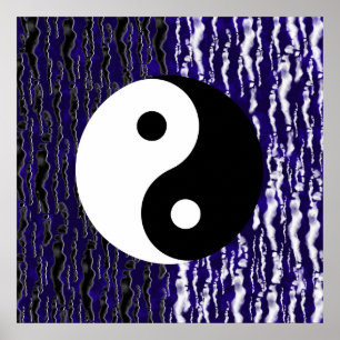 Poster Energia Zen Yin Yang Azul Tranquilidade