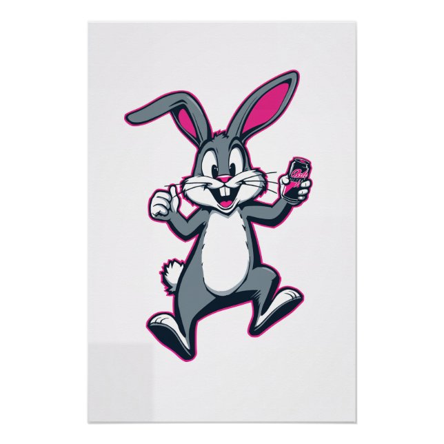 Póster Energy Bunny Poster – Cute Rabbit Kids Wall Art (Frente)