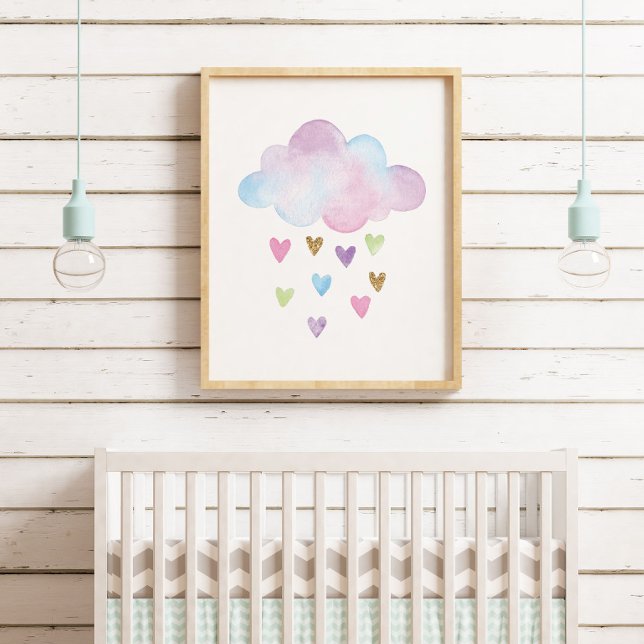 Poster Enfeite de Coração Pastel Aquarela para Quarto de  (Criador carregado)