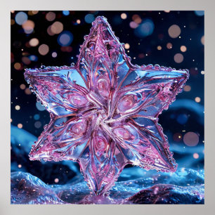 Poster Enfeite de estrela rosa ornamentado