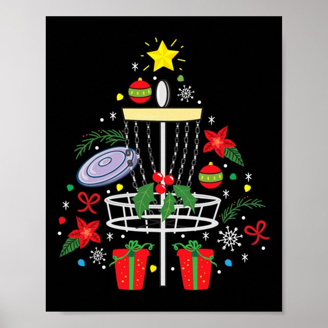 Poster Enfeite de Natal de Frisbee de Disc Golf Árvore Pr (Frente)