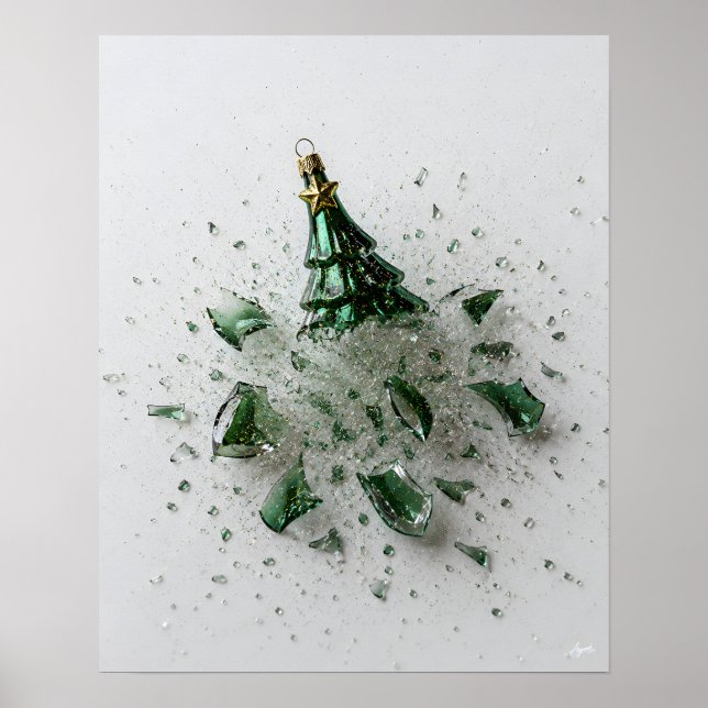 Poster Enfeite de Natal quebrando em explosão de cima par (Frente)