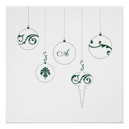 Póster Enfeites de natal Bauble Verdes de inverno