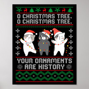 Poster Enfeites de natal de gatos divertidos Família Paja