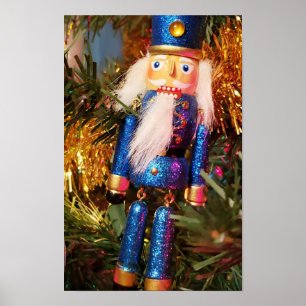 Poster Enfeites de natal de soldado do quebra-cabeça azul