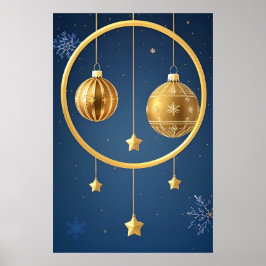 Poster Enfeites de Natal Dourados Pendurados